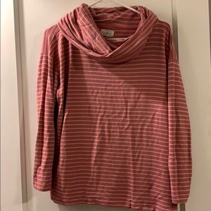 Striped cowl neck knit top